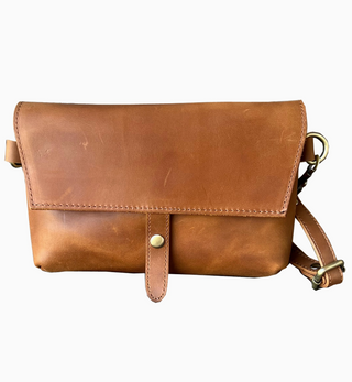 Genuine Leather Crossbody Light Brown