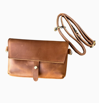 Genuine Leather Crossbody Light Brown